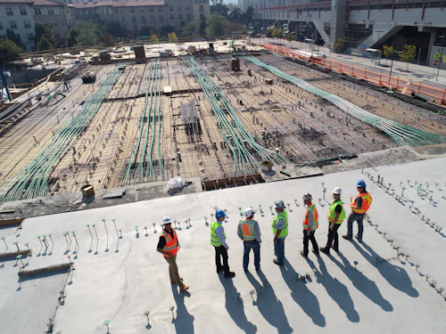 Aerial view of a large construction site