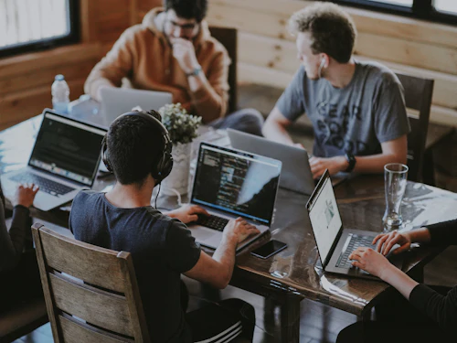 Technology professionals working together