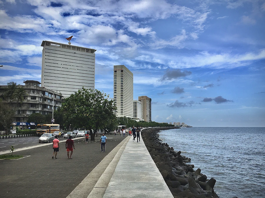 Mumbai seafront promenade and high-rise buildings